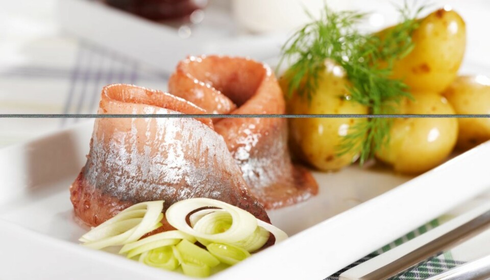 Sild med ferskpotet, smør og dill.