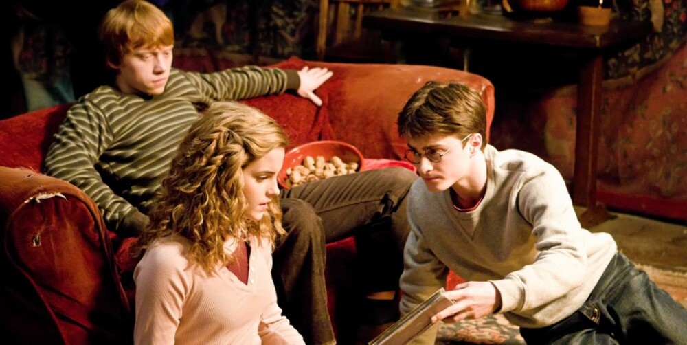 UNGE HELTER: Hermione Granger, Harry Potter og Ron Weasley i "Harry Potter og halvblodsprinsen".