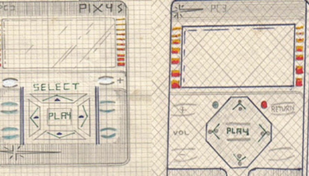 IDEEN TIL IPOD: Designmessig er likheten slående. Kane Kramers tegninger fra 1979 viser at han hadde konseptet klart for seg. Men utviklingen av en ferdig musikkspiller ble stanset i 1988 av en strid med styret i selskapet han hadde startet.