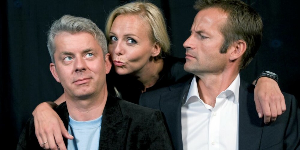KOMITRIO: Knut Nærum, Linn Skåber og Jon Almaas drar fredagskvelden på NRK med "Nytt på nytt"