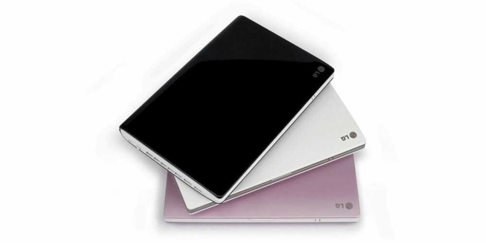 FARGER: PC-en er ikke lenger bare grå. LGs X110 får du i hvitt, sort og rosa.