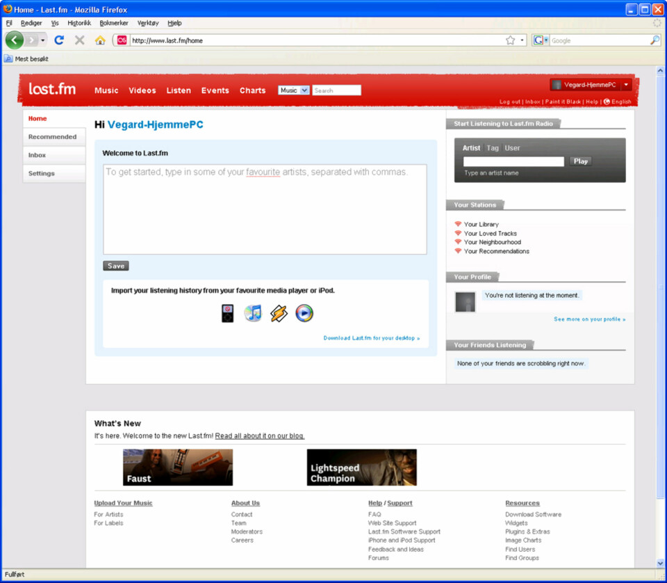 LAST NED: Klikk på ikonet for din musikkspiller, eller bare på linken «Download Last.fm for your desktop»