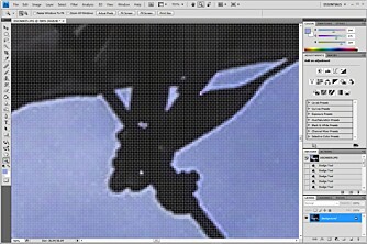 Zoomer du langt nok inn på et bilde i Photoshop CS4 vil du få fram et rutenett som gjør det enkelt å skille pikselene fra hverandre.
