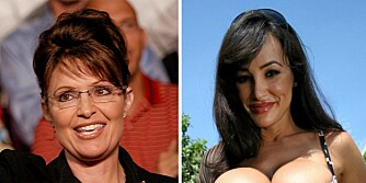 De kan vel ikke sies å være enegede tvillinger, visepresidentkandidat Sarah Palin (t.v.) og pornostjernen Lisa Ann?