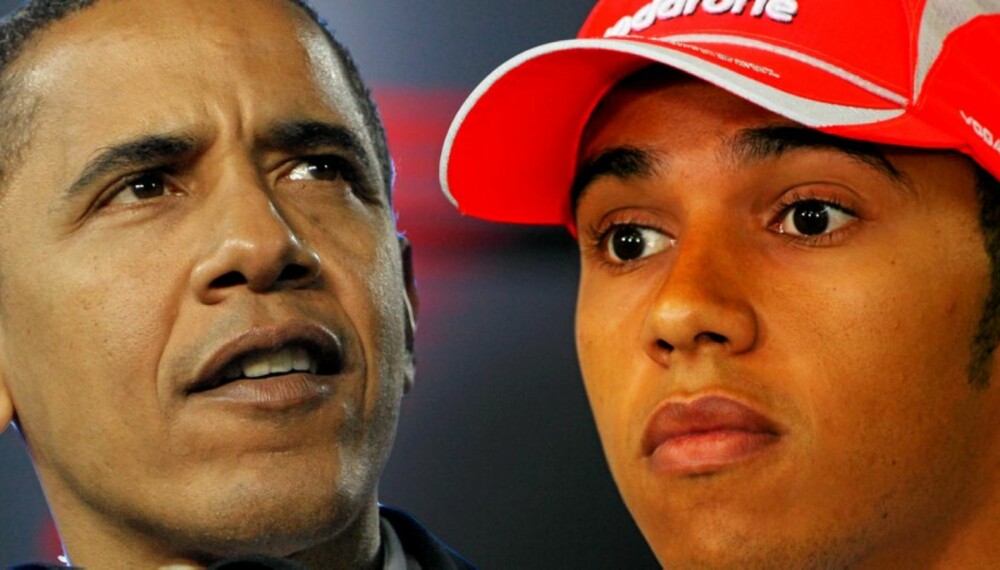 UVENTET HJELP: Noen kommentatorer mener at Lewis Hamiltons seier i Formel 1 kan bidra til at Barack Obama vinner valget i USA.