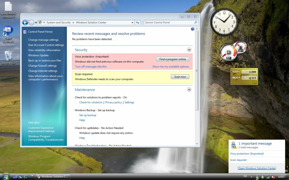 LIKT VISTA: Utseendet i betaversjonen av Windows 7 ligner ganske mye på Vista. Start-menyen vil bli annerledes i den ferdige versjonen.