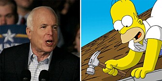 Valgkampmedabrbeiderne til John McCain raser mot The Simpsons etter at Homer i helgens episode framstilte Det republikanske partiet som valgfuskere.