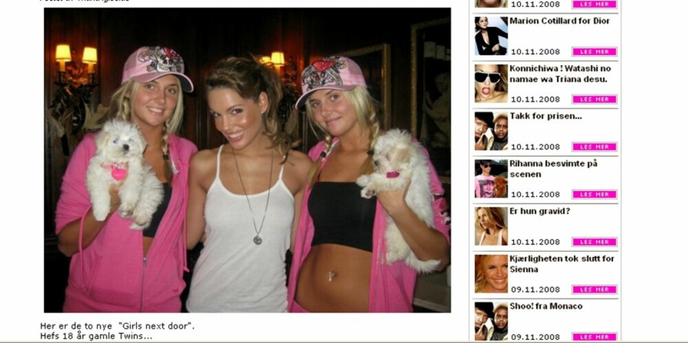Triana, flankert av Playboy- tvillingene Karissa og Kristina Shannon.