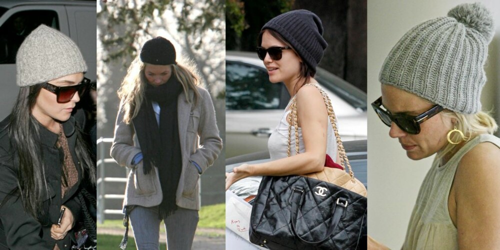 HIPPE MED LUER: Lindsey Lohan, Kate Moss, Rachel Bislon og Sienna Miller viser seg til stadighet med luer.