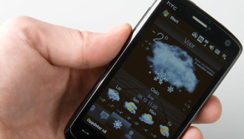 FLOTT OG STOR: HTC Touch HD har så stor skjerm at det er god plass til langtidsvarsel på værmeldingen.