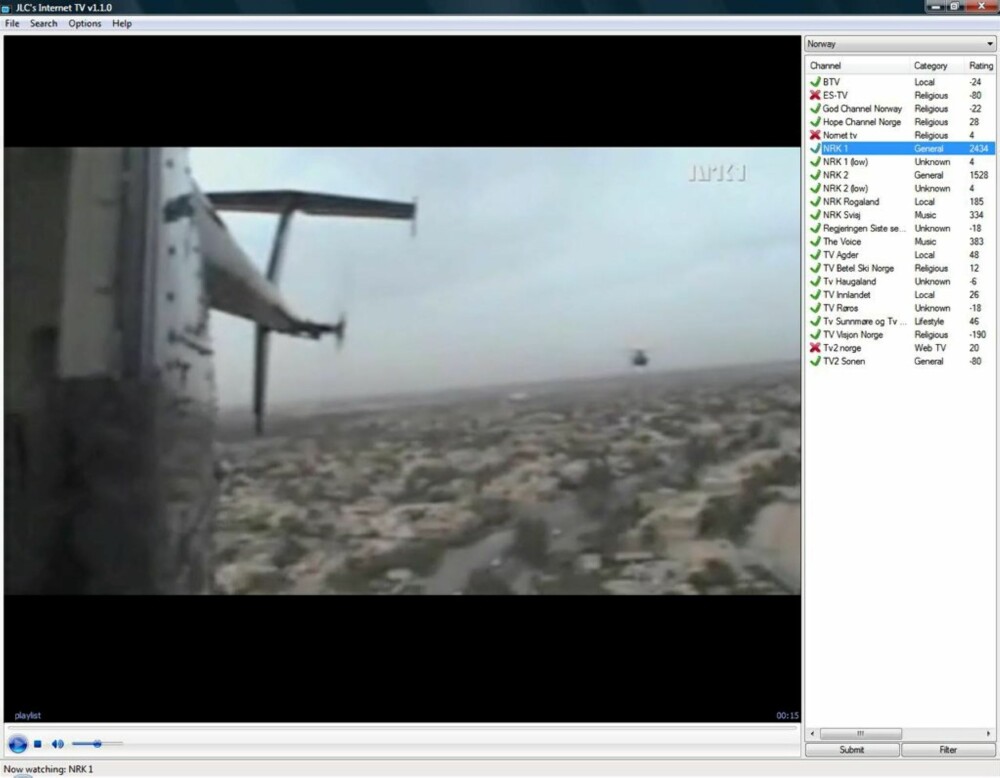 NOK KANALER: JLC har rikelig med kanaler. Av de norske kanalene er det NRK1 og NRK2 som trolig er mest aktuelle for folk flest.