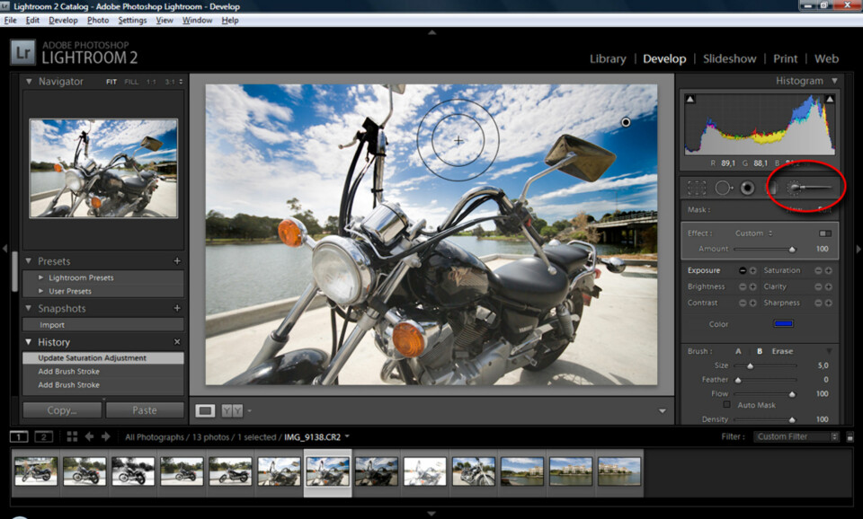 LOKAL BEARBEIDING: «Local Adjustment Brush» i Lightroom 2 lar deg endre innstillinger i deler av et bilde.
