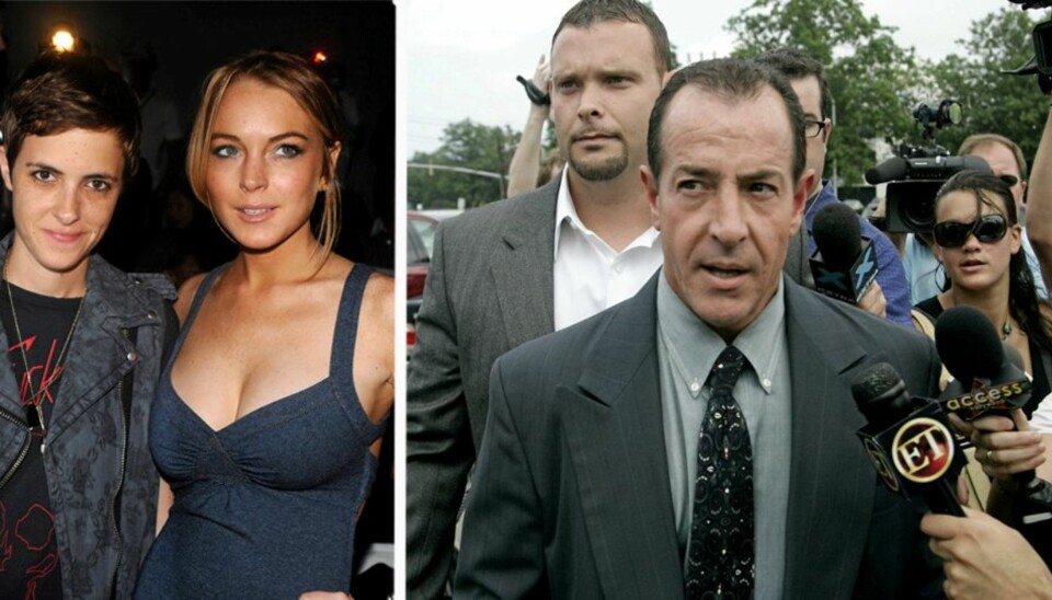 Nyfrelste Michael Lohan (t.h.) setter overhodet ikke pris på at datteren fyrer opp under ryktene om at han en datter utenfor ekteskap. Han mistenker Lindsays kjæreste, Samantha Ronson (lengst t.v.), for å stå bak påstandene.