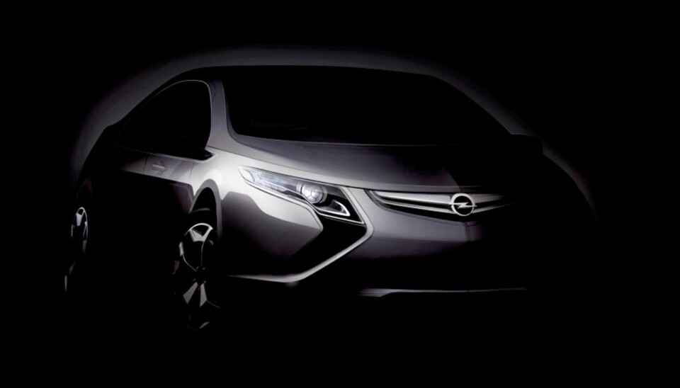 TEASER: Illustrasjonen av Opel Ampera bærer tydelige likhetstrekk med Flextreme. Utover noen små hint, forteller ikke Opel spesielt mye om hva mer som kommer på Geneve-utstillingen i mars.