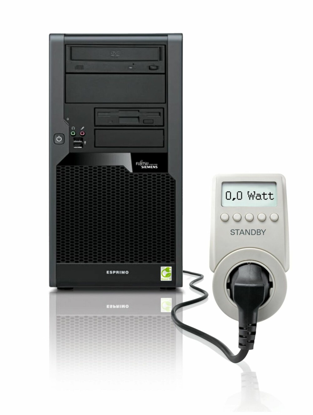 GRØNN: Fujitsu Siemens har laget en _grønn_ PC som ikke bruker strøm i dvalemodus.