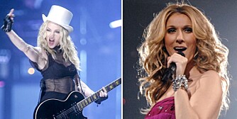 I SLEKT: Madonna og Celine Dion er i slekt med hverandre. Men kanskje ikke så like?