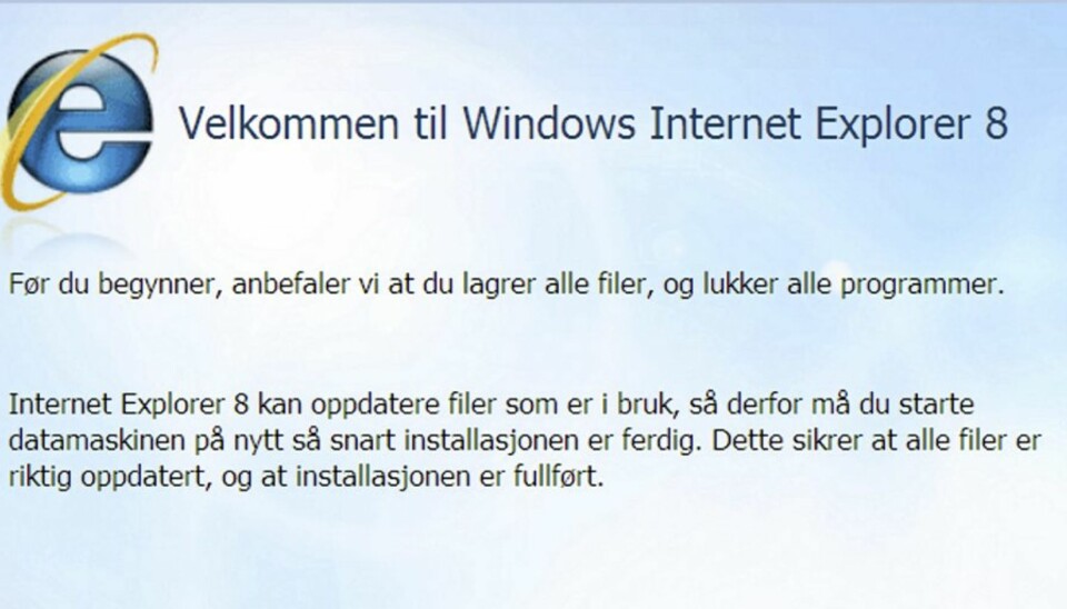Internet Explorer 8 klar for nedlasting