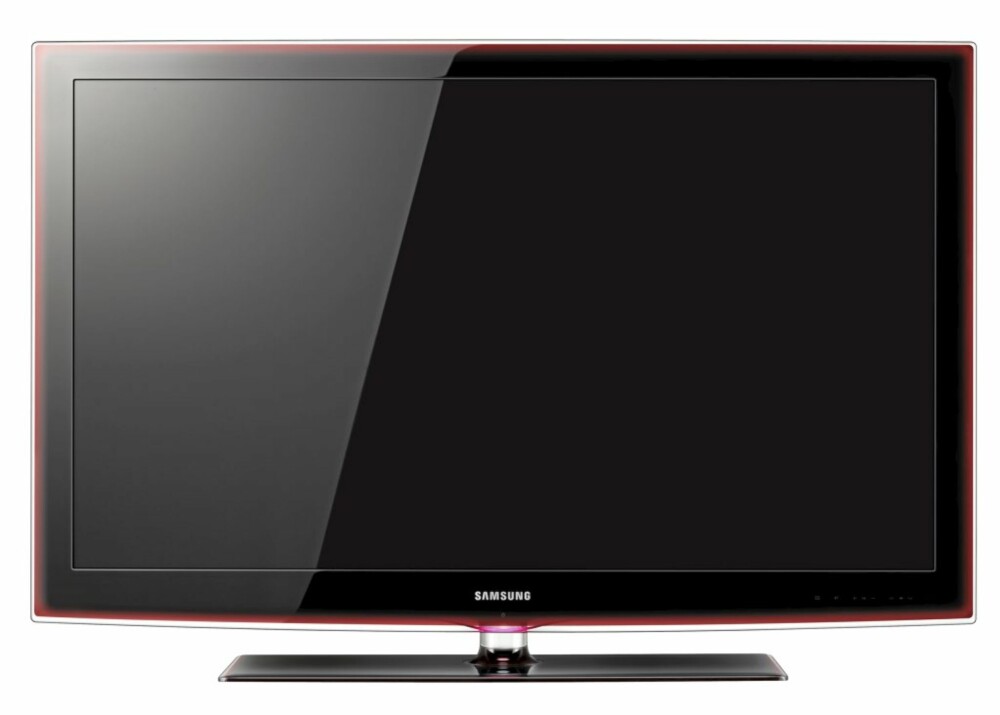 RØD RAMME: Mange liker den røde rammen rundt TV-ene til Samsung, men hvor stilig er den om tre år?