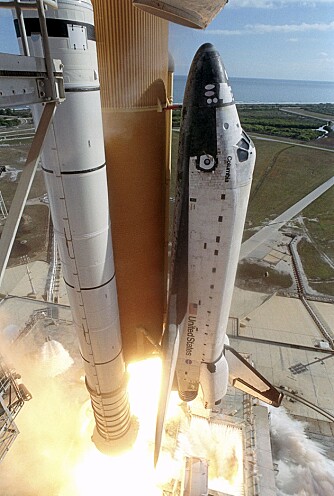 RUTINE: Romfergen Columbia starter på STS-107 ferden 16. januar 2003. Ferden er den 28. for Columbia og nummer 113 i romfergeprogrammet. Den skulle vare i 16 dager og ha rent vitenskapelige formål, men endte i en tragisk ulykke 1. februar 2003.