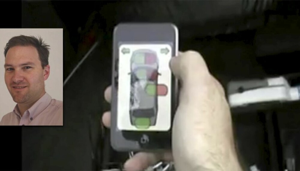 STYRER BILEN MED IPHONE: Australieren Jonathan Oxer har tatt full kontroll over bilen sin med iphone.