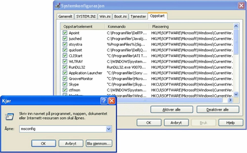 MSCONFIG: Skriv «msconfig» fra kjør-kommandoen og få full tilgang til hva som starter opp samtidig med Windows.