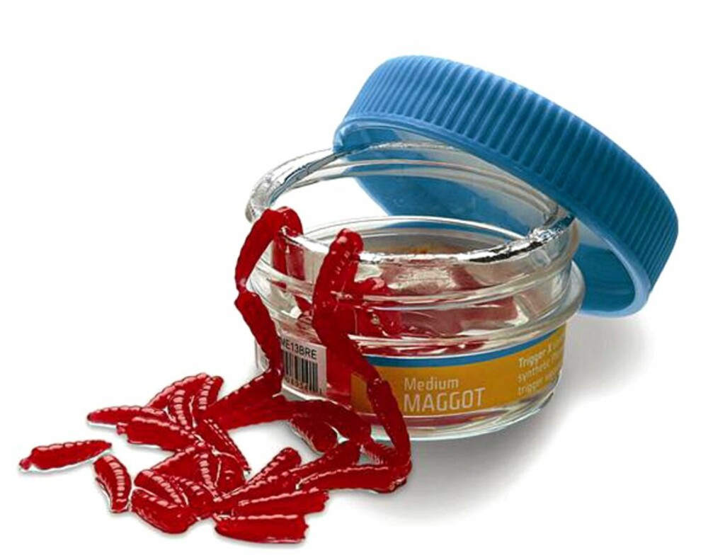 KUNSTIG MARK: Mark, maggot eller fjærmygg til 49 kroner per boks. KUNSTIG MARK: Mark, maggot eller fjærmygg til 49 kroner per boks.