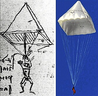 DA VINCI: Leonardo da Vinci tegnet en fallskjerm allerede for 500 år siden.