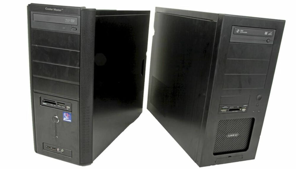 TOPP: Kabinettene vi anbefaler til på to av PC-ene blir brukt av henholdsvis Datakjeden- og Digital Impuls sine PC-byggere.