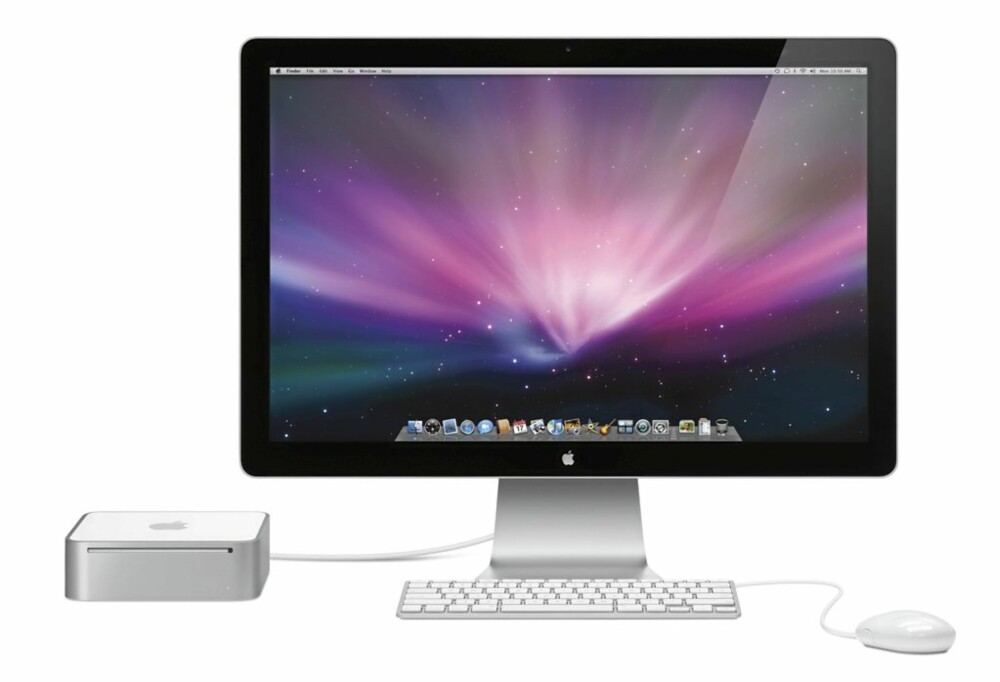 KOMPLETT: Apple viser fram et komplett system med skjerm, mus og tastatur. Til prisen du må punge ut for dette til sammen kan det hende at iMac er mer aktuell for deg.
