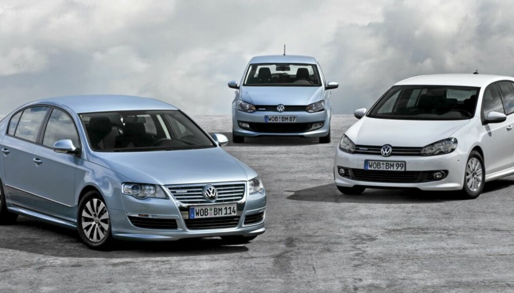 GJERRIGE: De tre Volkswagen BlueMotion-modellene er forbruksoptimaliserte, selv om de ytre endringene er små.