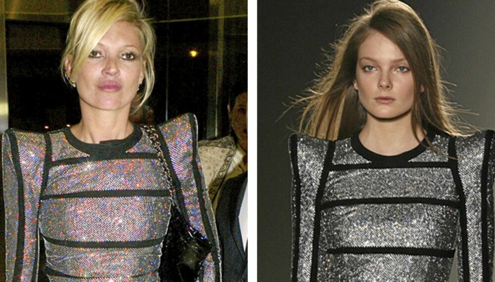 BALMAIN: Hvem kler denne Balmain-kjolen best? Catwalkmodellen eller Kate Moss?