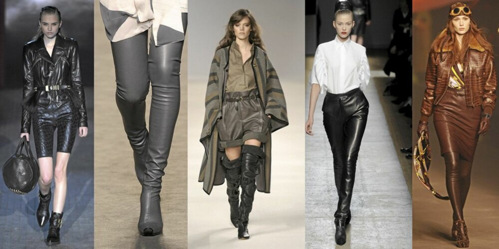 SKINN: Alexander Wang, Stella McCartney (veganskinn, ikke ekte selvsagt!), Chloé, YSL og Hermés var noen av maaange designere som skinnbekledde sine modeller for høsten. SKINN: Alexander Wang, Stella McCartney (veganskinn, ikke ekte selvsagt!), Chloé, YSL og Hermés var noen av maaange designere som skinnbekledde sine modeller for høsten.