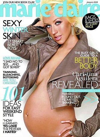 STOR OG FIN: En gravid Christina Aguilera stilte på coveret av Marie Claire magazine.