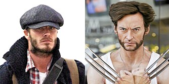 JERVEN: David Beckham har tenkt til å stille som Wolverine (Hugh Jackman) under årets halloween-feiring.