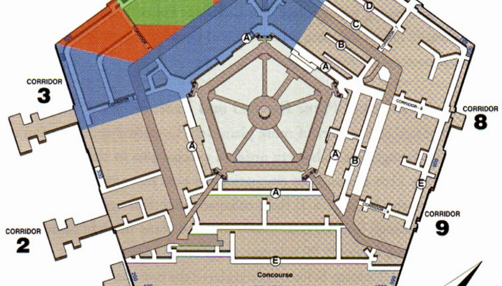 <b>PENTAGON:</b> Kartet viser hvor Pentagon ble skadet.
