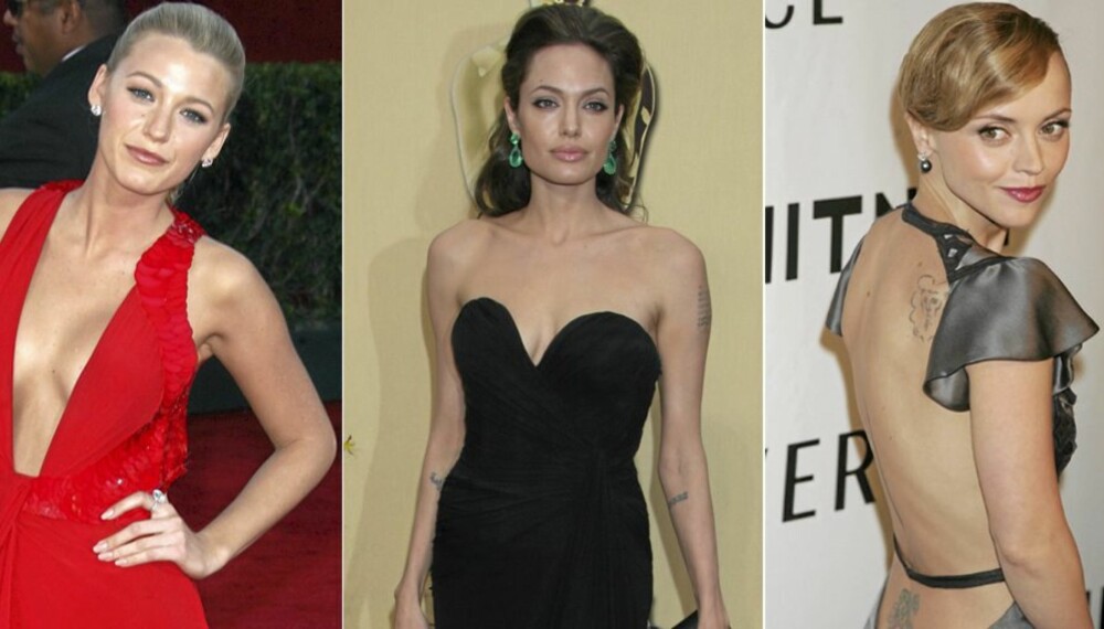 FESTFIN: Blake Lively, Angelina Jolie og Christian Ricci i kjoler som gir utfordringer til undertøyet. FESTFIN: Blake Lively, Angelina Jolie og Christian Ricci i kjoler som gir utfordringer til undertøyet.