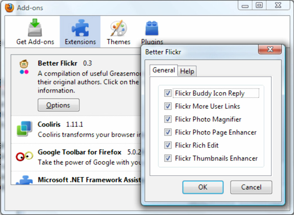 TILLEGG: Better Flickr er et veldig kjekt tillegg til FireFox. Du kan selv velge hvilke av funksjonene i tillegget du vil bruke. Better Flickr finner du på http://tinyurl.com/2m38yu/