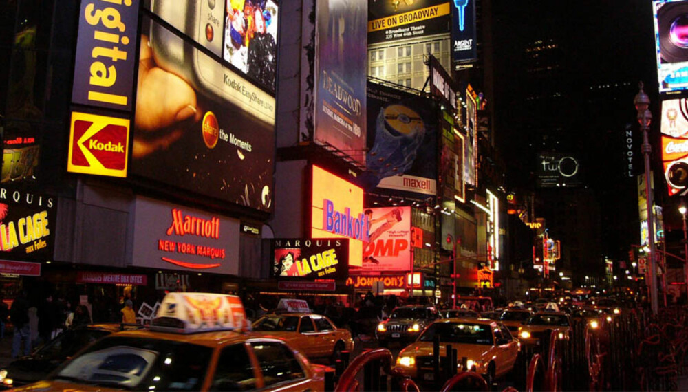 FOLKSOMT: Times Square i New York er en sikker turistfelle.