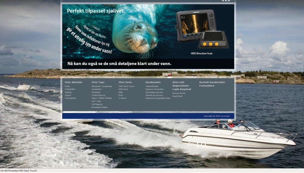 SIDE: Lowrance-importør Pronav presenterer i disse dager en flunka ny norsk nettside for Lowrance produkter. Den engelske nettsiden har blitt oversatt til norsk fra A til Å.