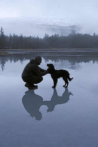 MANN OG HUND: Det eneste faste selskapet er gordonsetter-tipsa. MANN OG HUND: Det eneste faste selskapet er gordonsetter-tipsa.