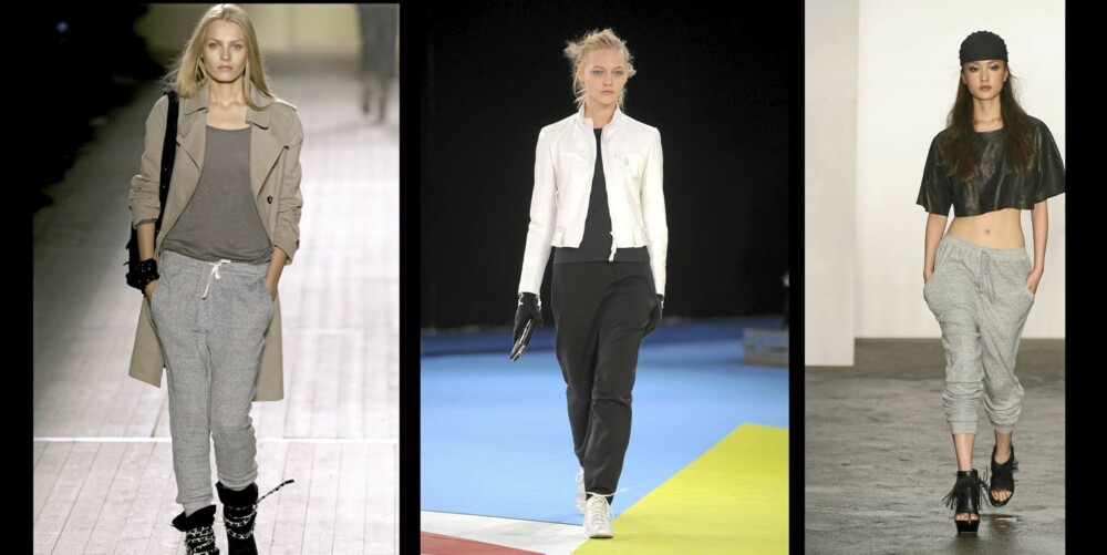 DESIGNERBUKSER: Alexander Wang, Yohji Yamamoto og Isabel Marant har alle laget trendy joggebukser. DESIGNERBUKSER: Alexander Wang, Yohji Yamamoto og Isabel Marant har alle laget trendy joggebukser.
