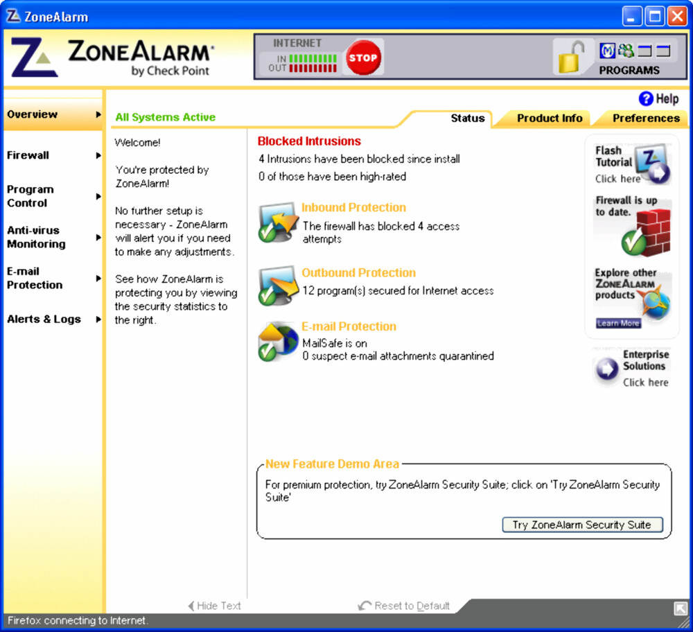 POPULÆRT: ZoneAlarm er en av de mest kjente brannmurprogramvarene. POPULÆRT: ZoneAlarm er en av de mest kjente brannmurprogramvarene.