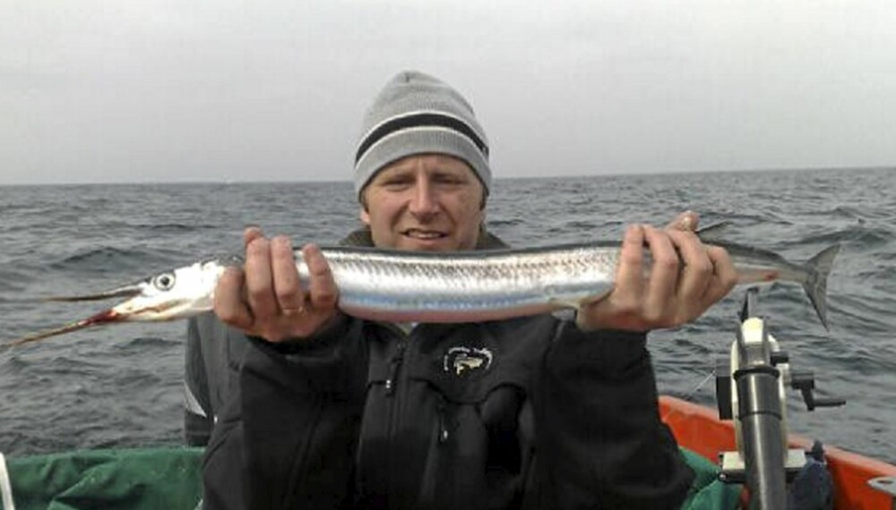 REKORDHORNGJEL: Kytefiskern, Cato Pettersen, fikk ikke laks dagen før starten på TMB 2009, men en horngjel på 1,9 kg er ingen dårlig bifangst.