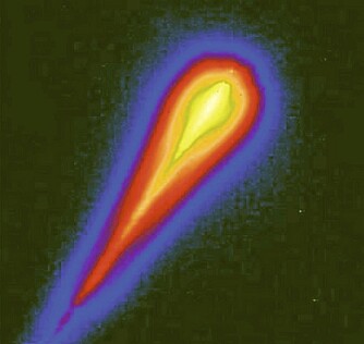 BIG BANG: Infrarøde bilder som viser stadier i laserødeleggelsen av et ballistisk missil i utskytningsfasen.