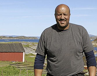 TYNGRE FØR: Kraftkaren var en del kilo tyngre da han i fjor høst reiste til Tranøya.