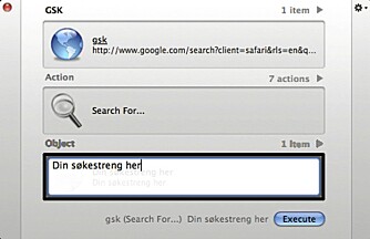 SØK: Du kan søke direkte i Google via Quicksilver.