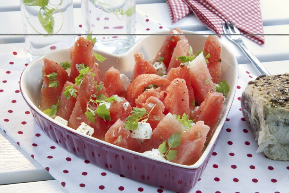 Vannmelonsalat - saftig, søtt, spennende og godt!