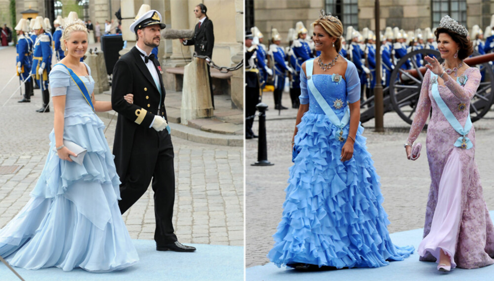 BLÅTT BRYLLUP: Både kronprinsesse Mette-Marit og Madeleine hadde en blå dag.