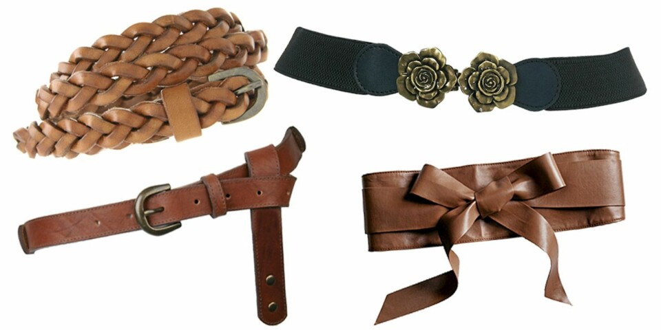 FRA VENSTRE: Pieces (kr 152), Asos (kr 171), Topshop (kr 133), H&M (kr 99).