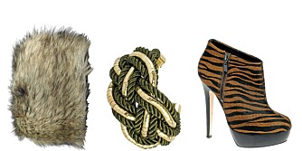 FRA VENSTRE: Hatt fra Ellos (kr 199), armbånd fra Cubus (kr 129), sko fra Asos (kr 762).
